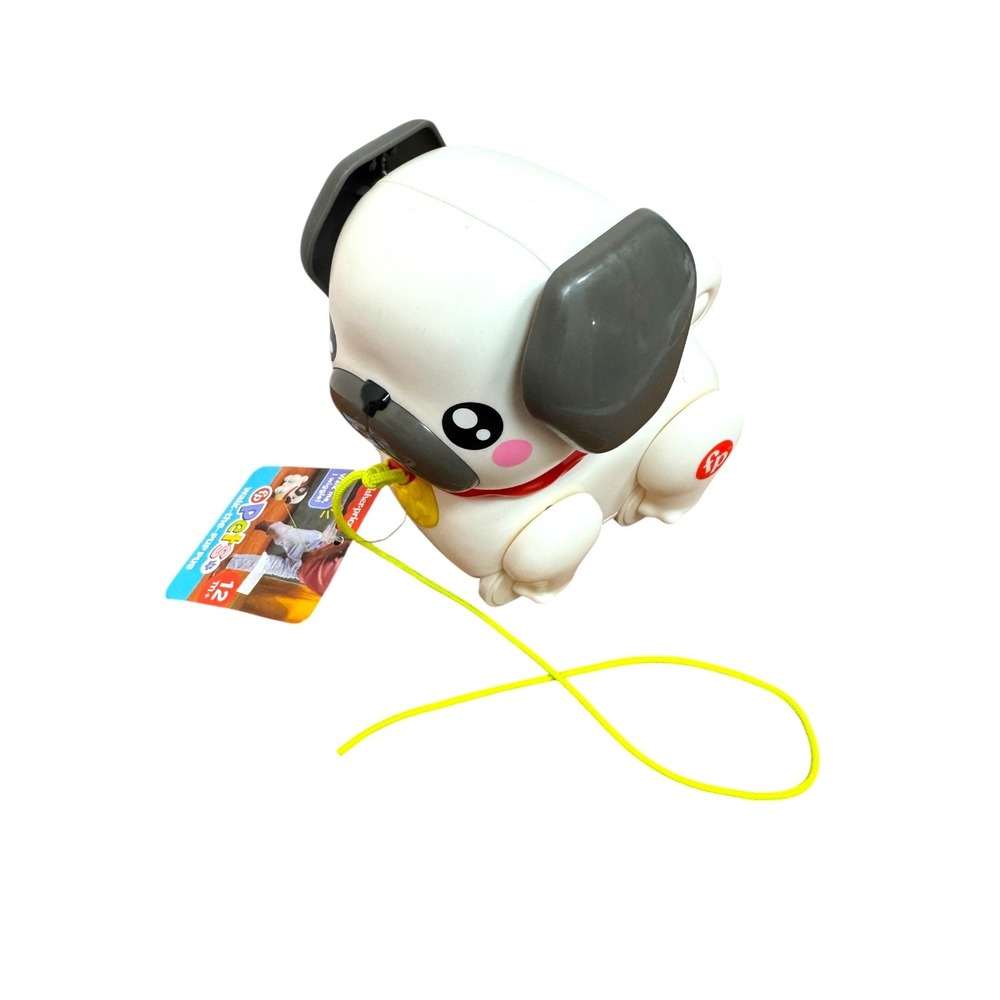 Fisher-Price Pets Walk-the-Pup Pug Pull Toy White Grey Dog 12m+ - Picture 5 of 5